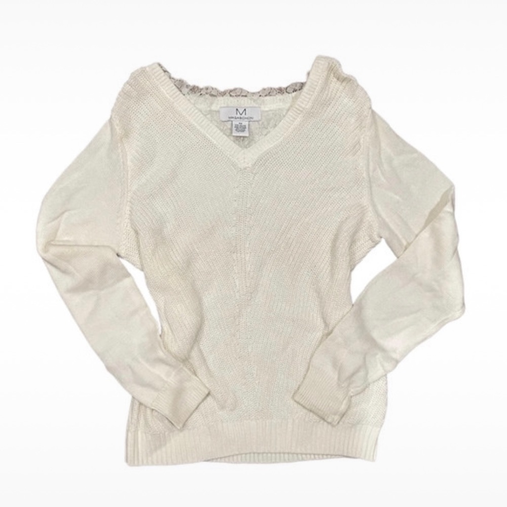 Magaschoni Lace V-Neck Sweater